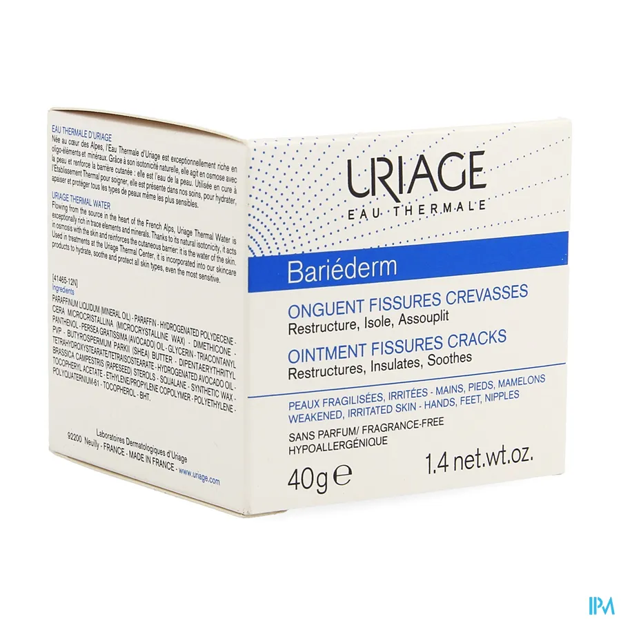 packshot van Uriage Bariéderm Zalf voor Kloven en Barsten Pot 40 g
