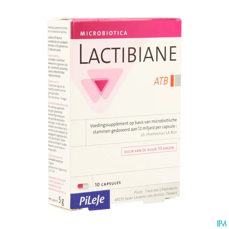 packshot van Lactibiane Atb 10 capsules