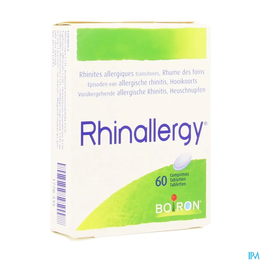 packshot van Rhinallergy bij Episodes van Allergische Rhinitis en Hooikoorts 60 Tabletten
