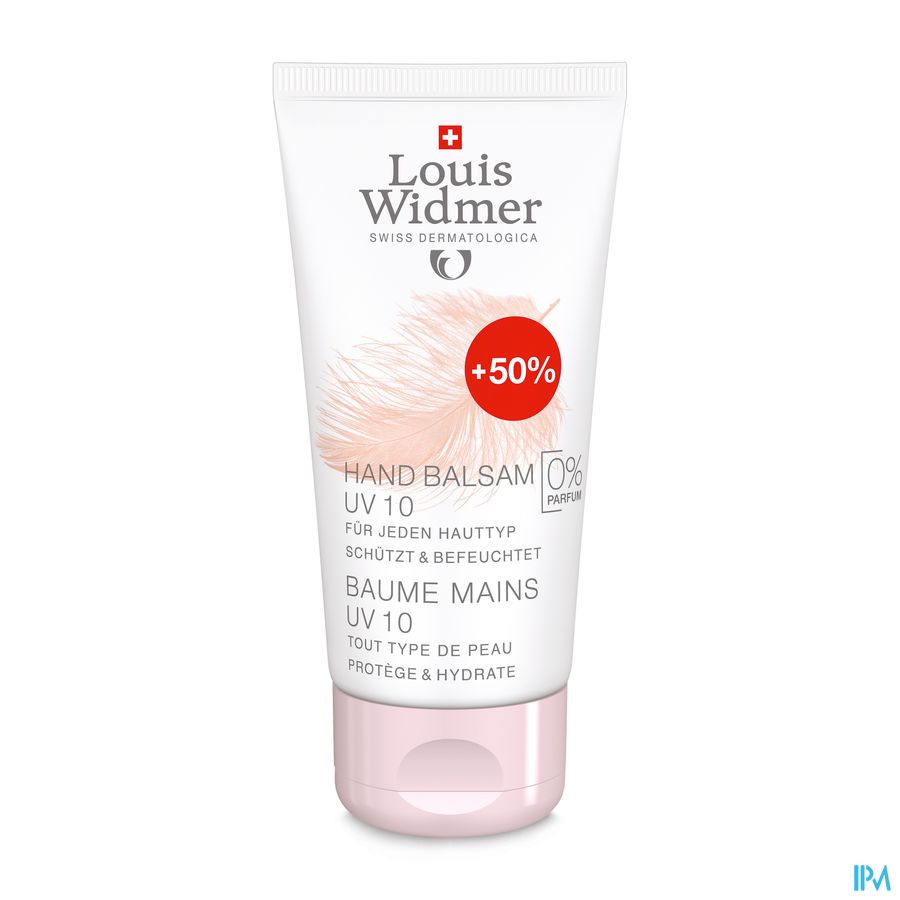 Louis Widmer Handbalsem UV10 zonder parfum 75ml