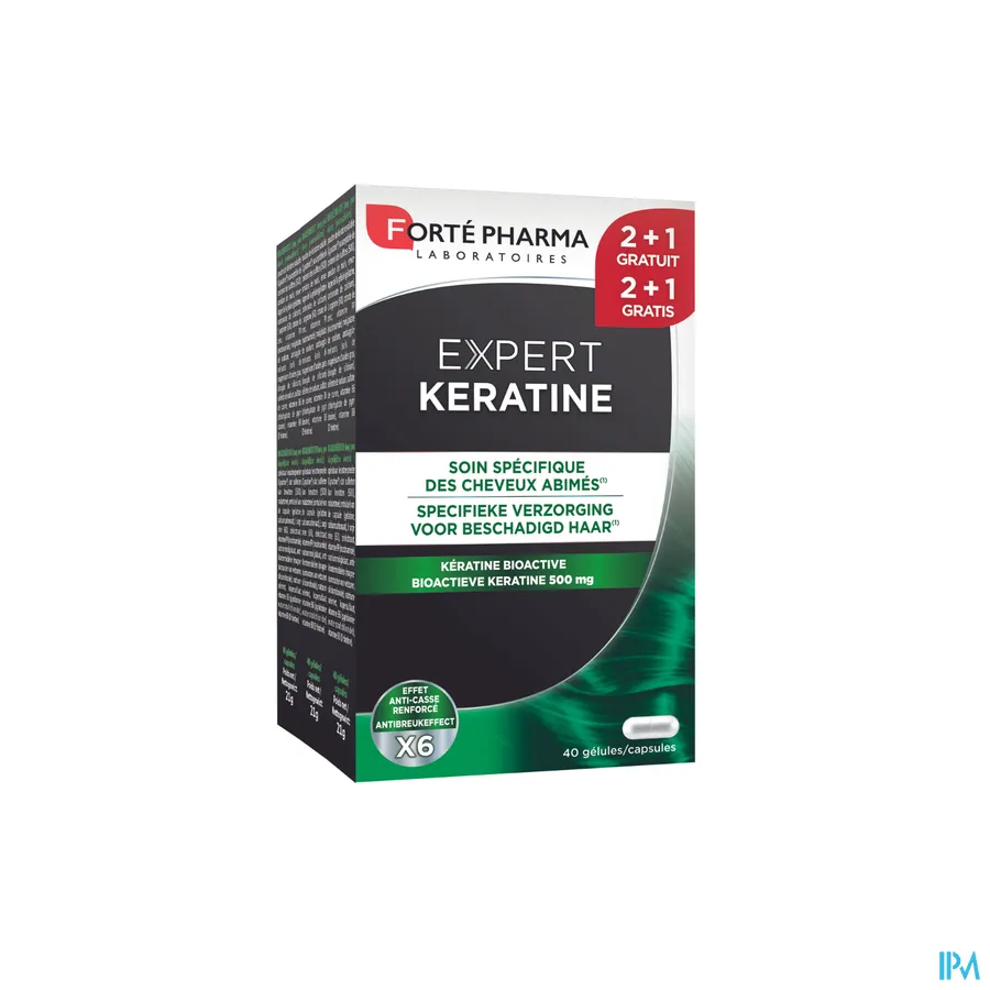 packshot van Forté Pharma Expert Keratine met Bio-Actieve Keratine, Arginine en Zink voor Haar en Nagels Promo 120 Capsules