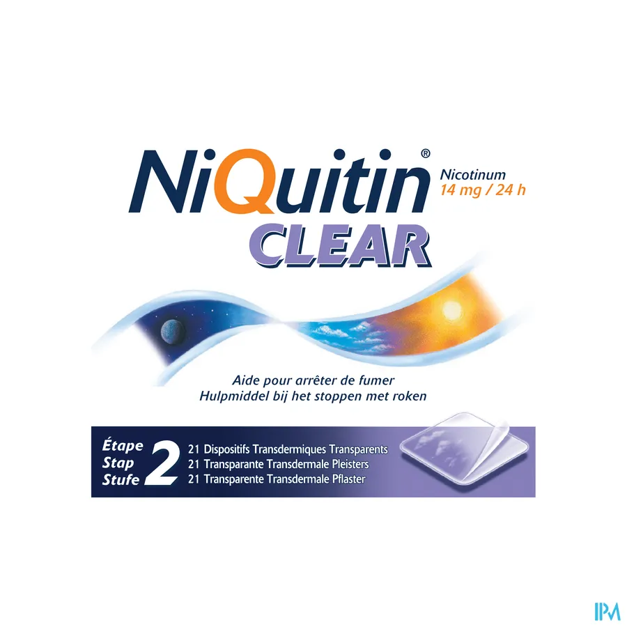packshot van Niquitin Clear Patches 14 mg 21 Pleisters