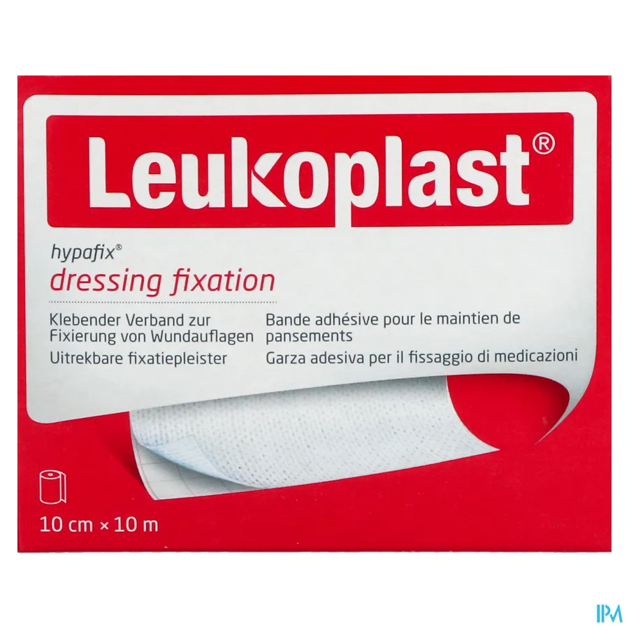 packshot van Leukoplast Hypafix 10cm x 10m 1 stuk