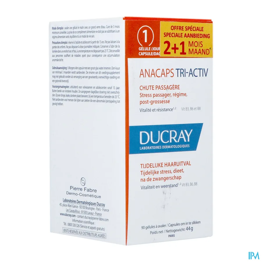 packshot van Ducray Anacaps Tri-activ 90 capsules