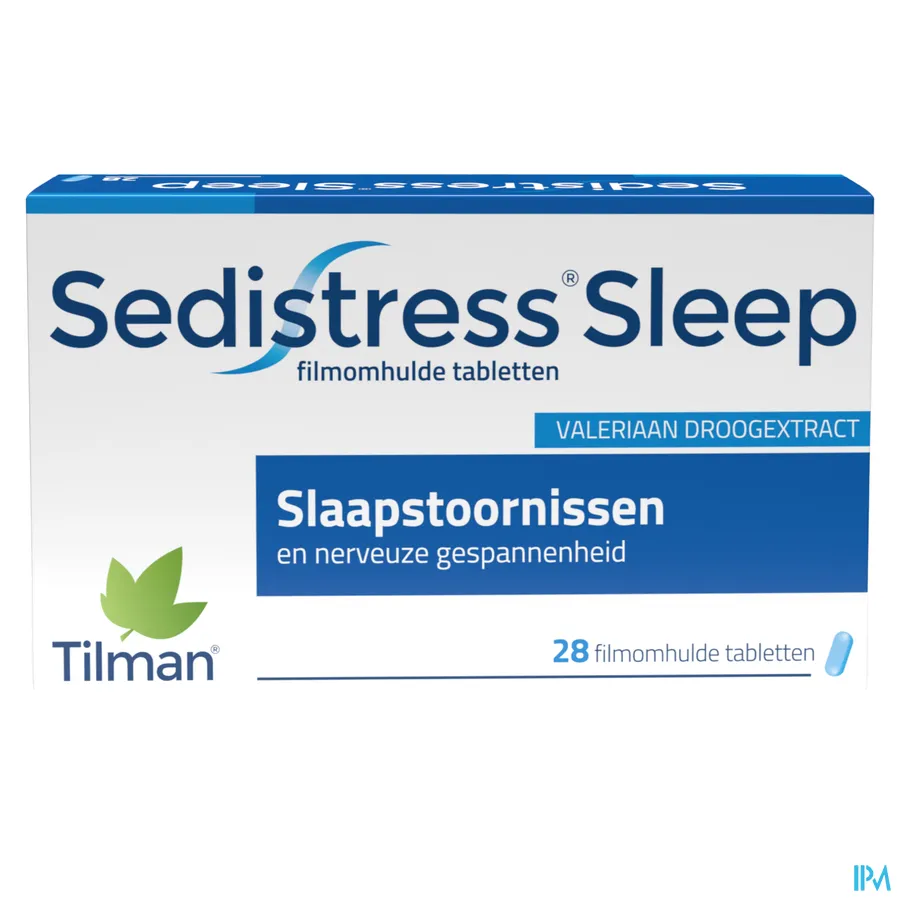 packshot van Sedistress Sleep tegen Slaapstoornissen en Nerveuze Gespannenheid met Valeriaanextract 28 Tabletten