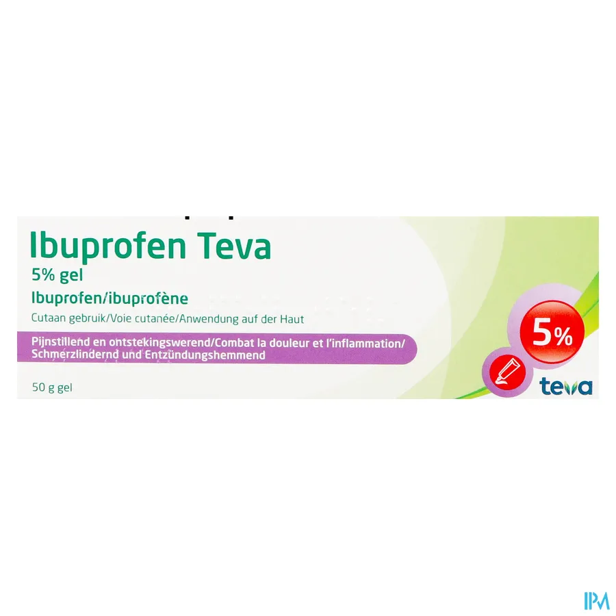 packshot van Ibuprofen Gel Teva Tube 50 g
