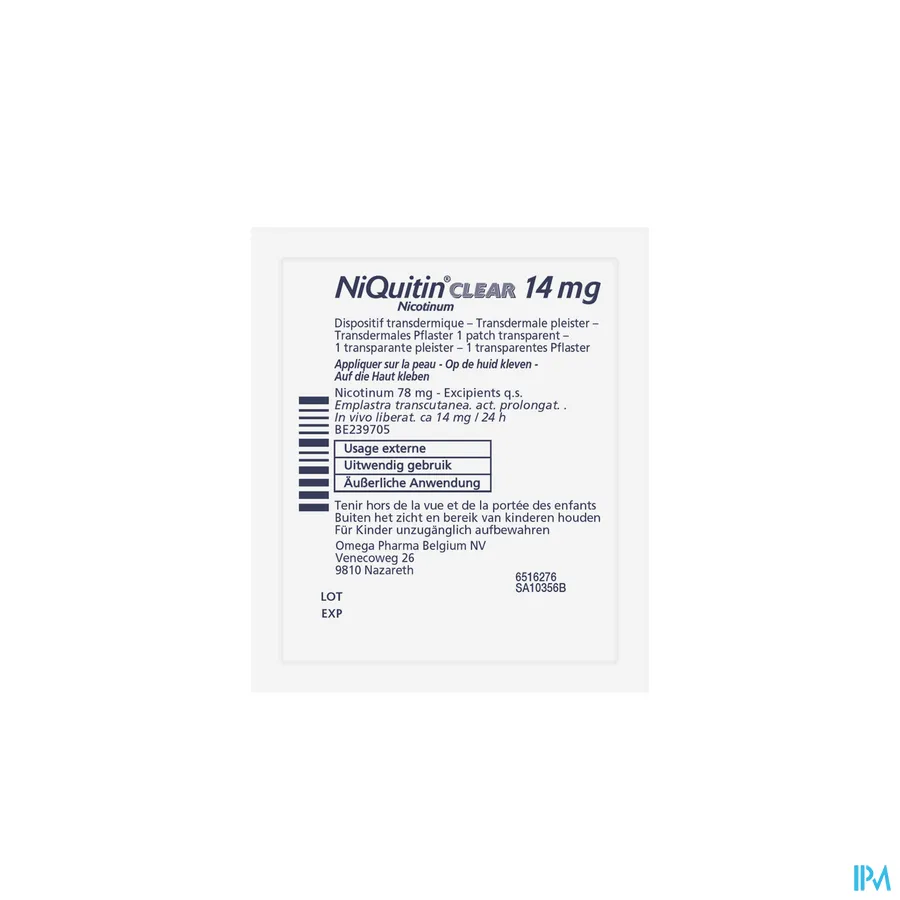 productshot van Niquitin Clear Patches 14 mg 21 Pleisters
