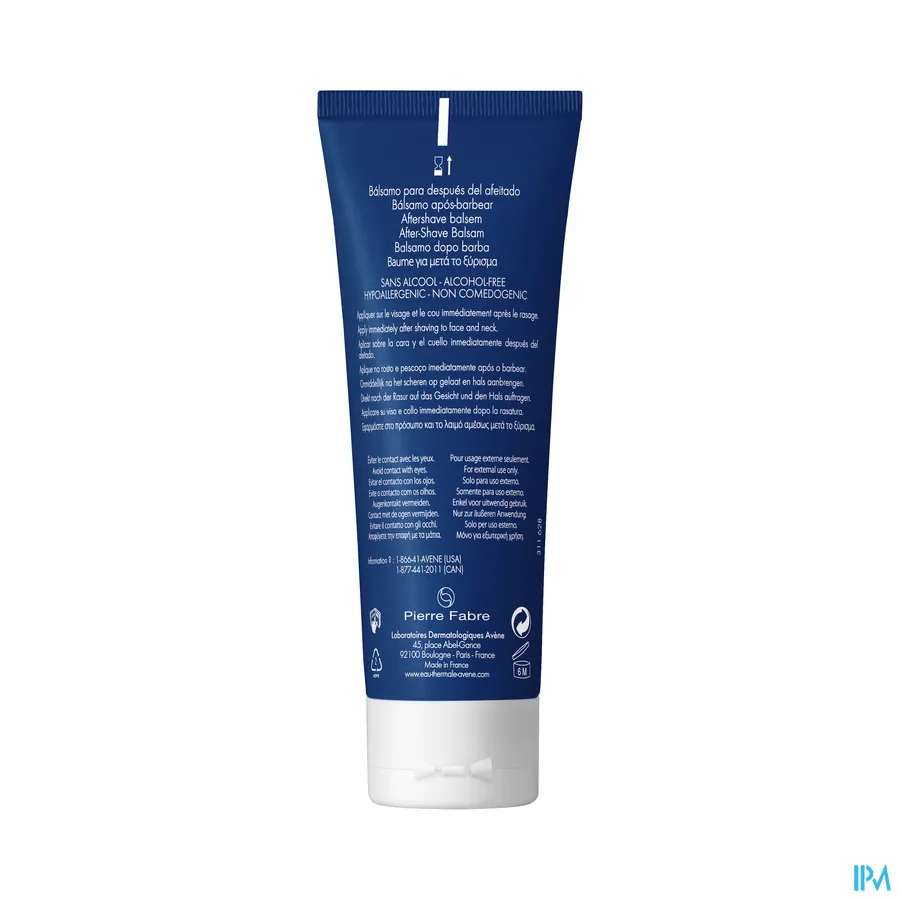 productshot van Avène Men Aftershave Balsem voor Droge Gevoelige Huid Tube 75 ml