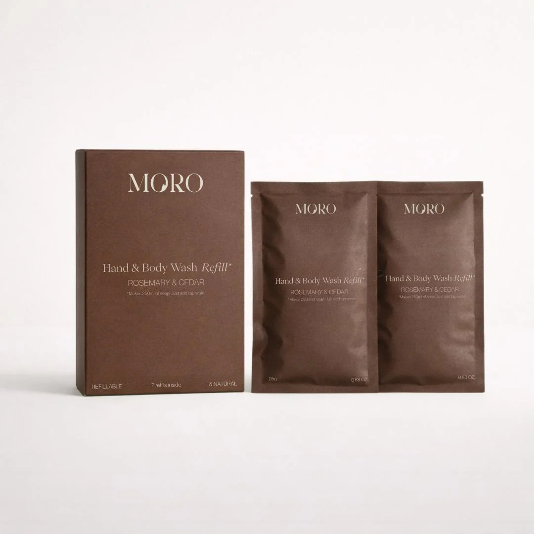 Moro Hand & Body Wash Refill | Rosemary & Cedar | Pack of 2 refills (2 x 50g)