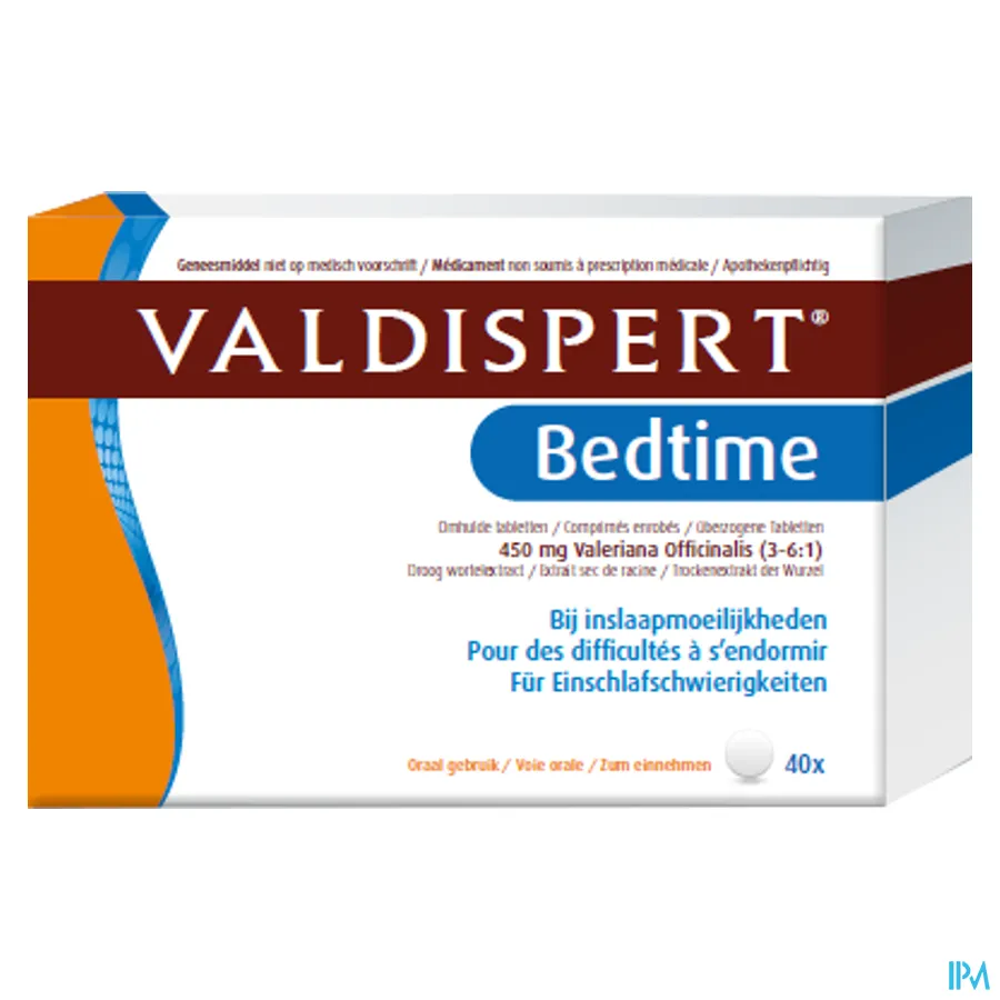 packshot van Valdispert Bedtime bij Inslaapmoeilijkheden met 450 mg Valeriaan 40 Tabletten