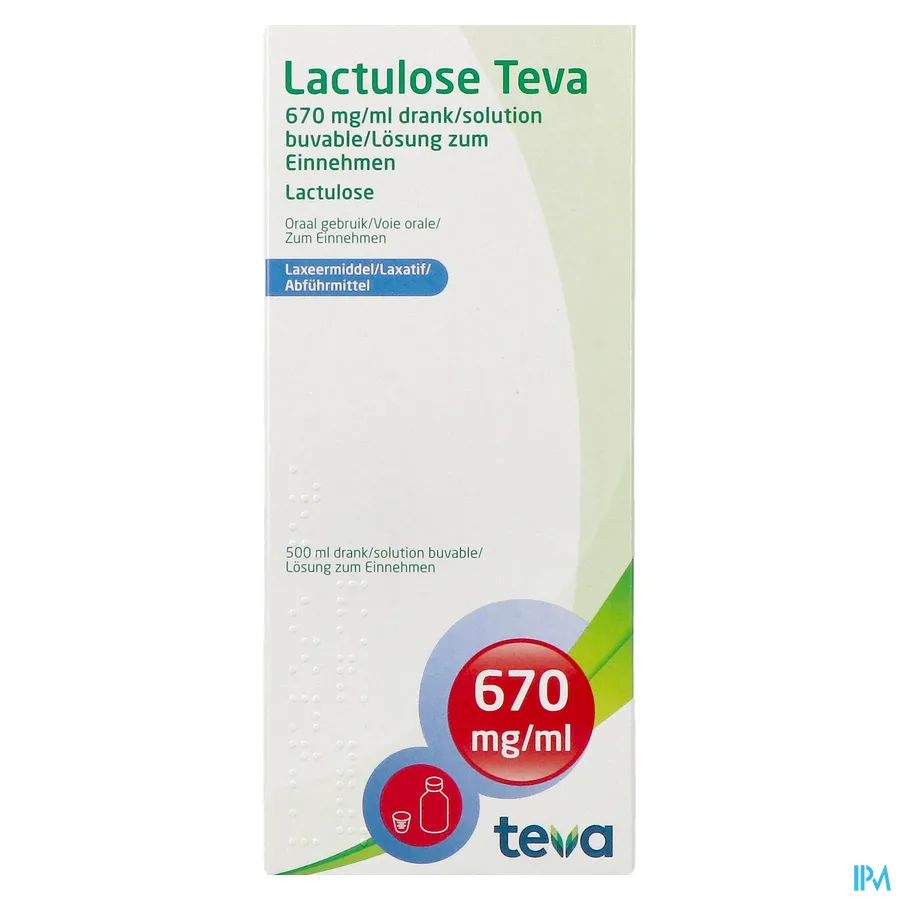 packshot van Lactulose Teva Siroop 500 ml