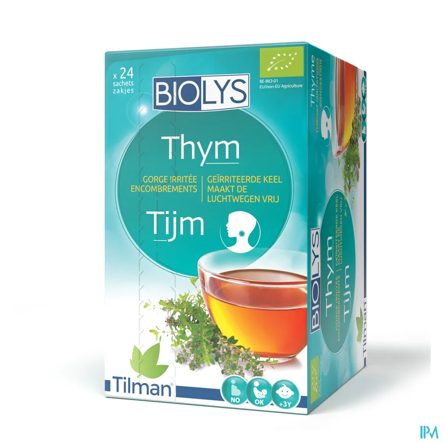 packshot van Biolys Thee voor Keel met Tijm 24 Zakjes