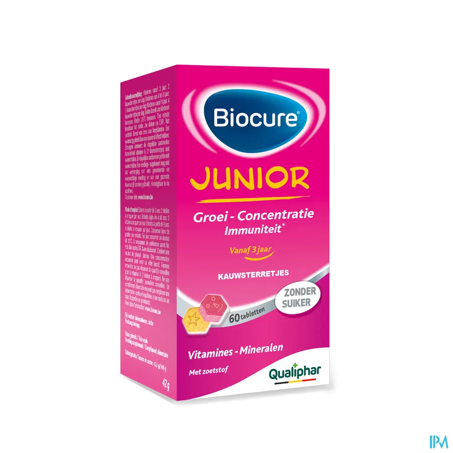 packshot van Biocure Junior Kauwsterretjes 60 Stuks