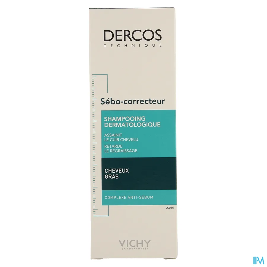 packshot van Vichy Dercos Sebum Regulerende Verzorgingsshampoo voor Vet Haar voor Frequent Gebruik 200 ml