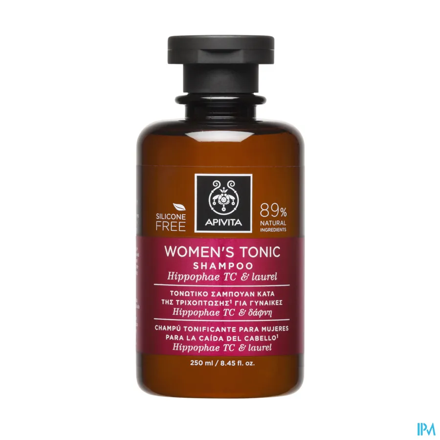 packshot van Apivita Tonic Shampoo voor Dames tegen Dunner Wordend Haar met Hippophae TC en Laurier Flacon 250 ml