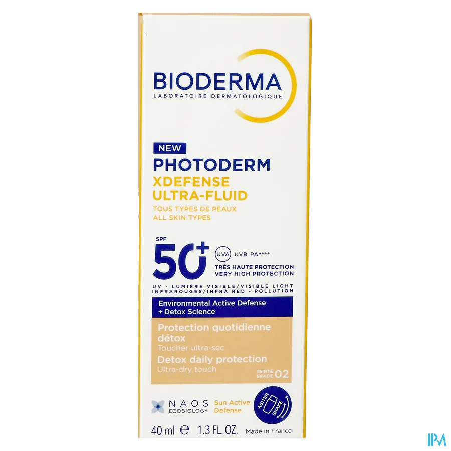 packshot van Bioderma Photoderm XDefense Ultra-Fluid SPF 50+ 40 ml Shade 02