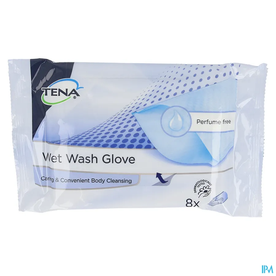 packshot van TENA ProSkin Wet Wash Gloves 8 stuks - zonder parfum