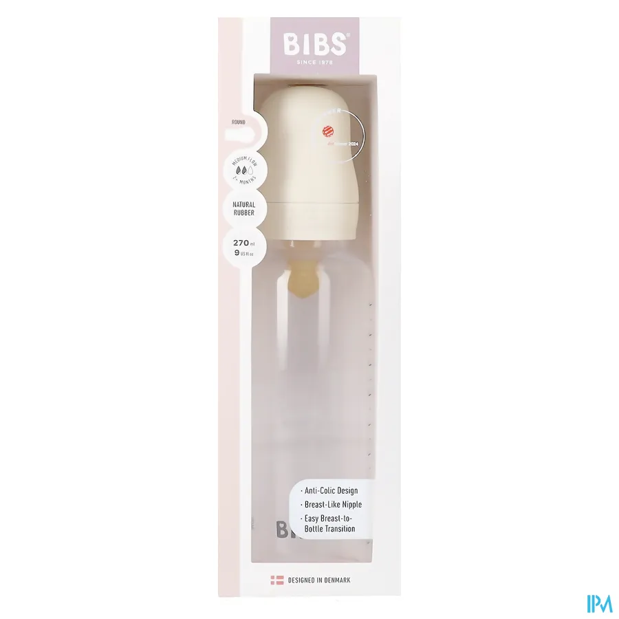 packshot van Bibs Zuigfles Complete Set Ivory 270ml