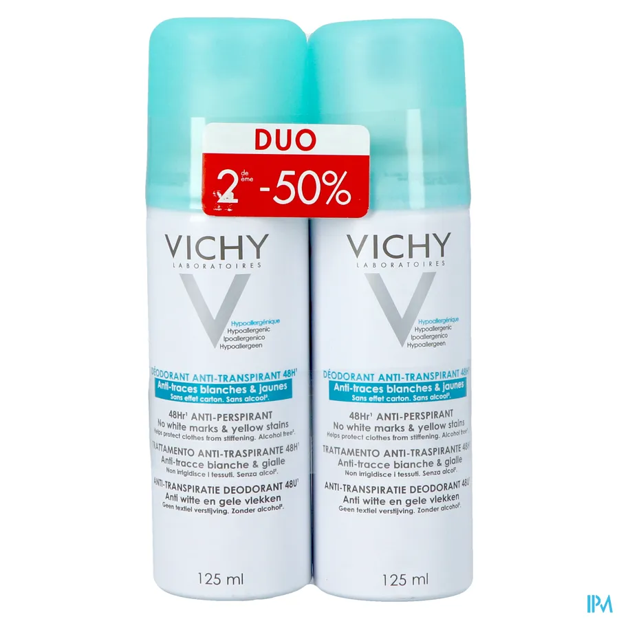 packshot van Vichy Deo Aerosol 48u Anti-Vlekken Duo Promo* 2 x 125 ml