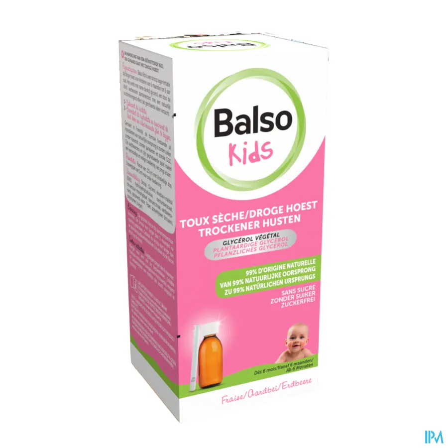 packshot van Balso Kids Hoestsiroop Zonder Suiker 125ml + Pipet