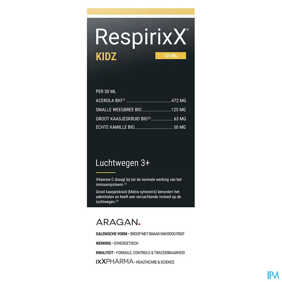 packshot van RespirixX Kidz 125 ml