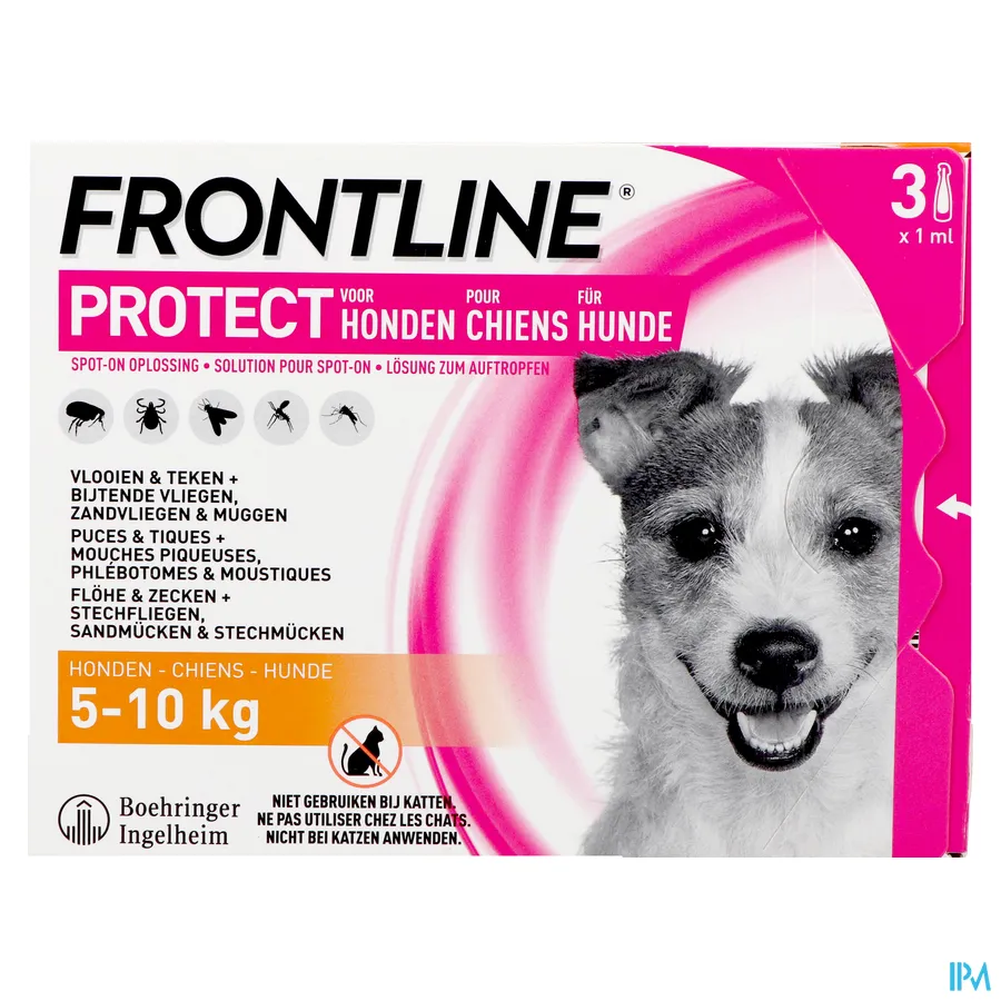 packshot van Frontline Protect Spot-On Hond 5-10 kg 3 x 1 ml