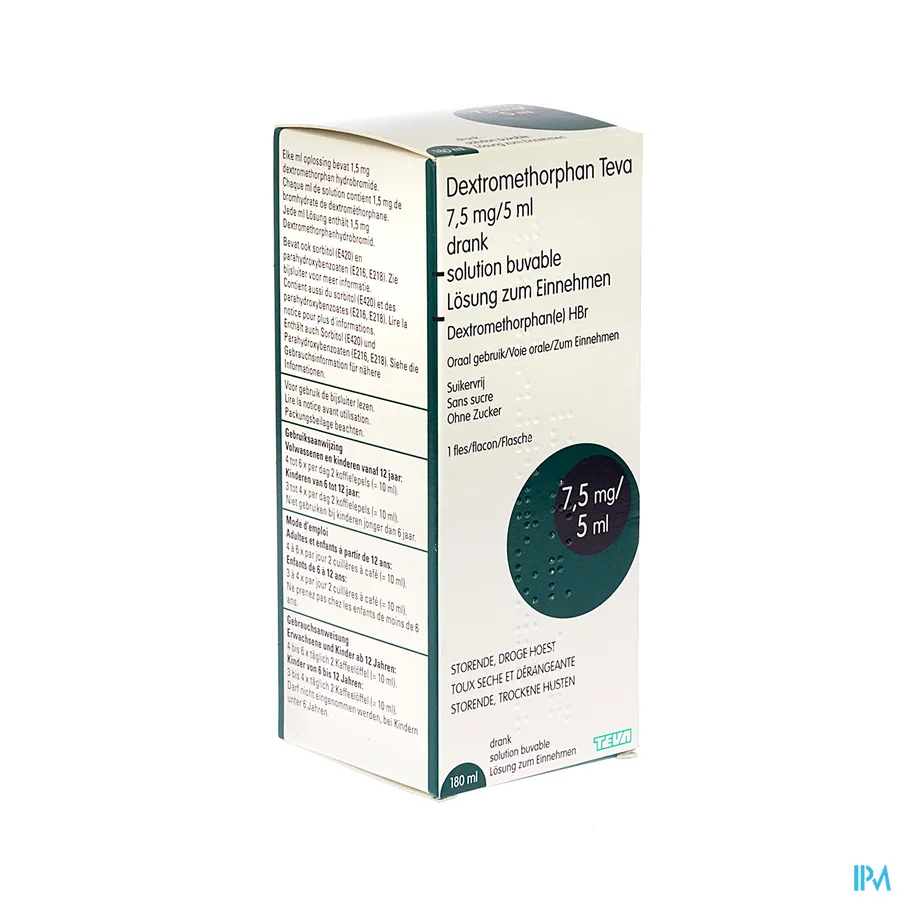 packshot van Teva Dextromethorphan Siroop 150 ml