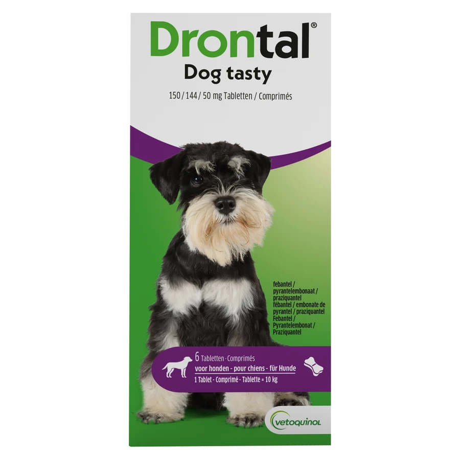 packshot van Drontal Dog Tasty 6 tabletten