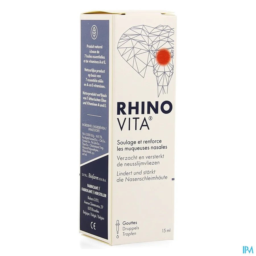 packshot van Rhino Vita voor Verzachting en Versterking van de Neusslijmvliezen Druppels 15 ml