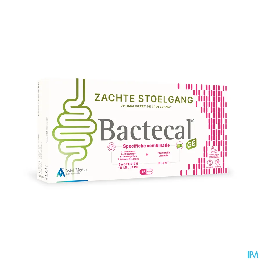 packshot van Astel Medica Bactecal GE 16 capsules