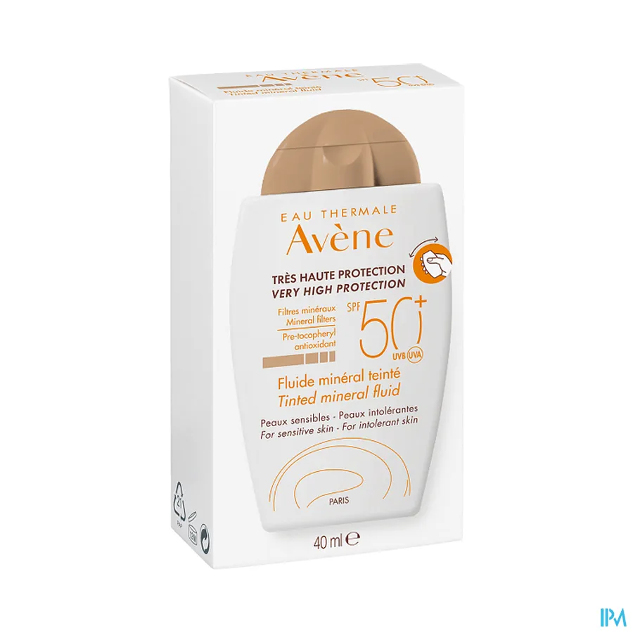 packshot van Avène Waterbestendige Minerale Zonnefluide met SPF 50+ zonder Parfum Tube 40 ml