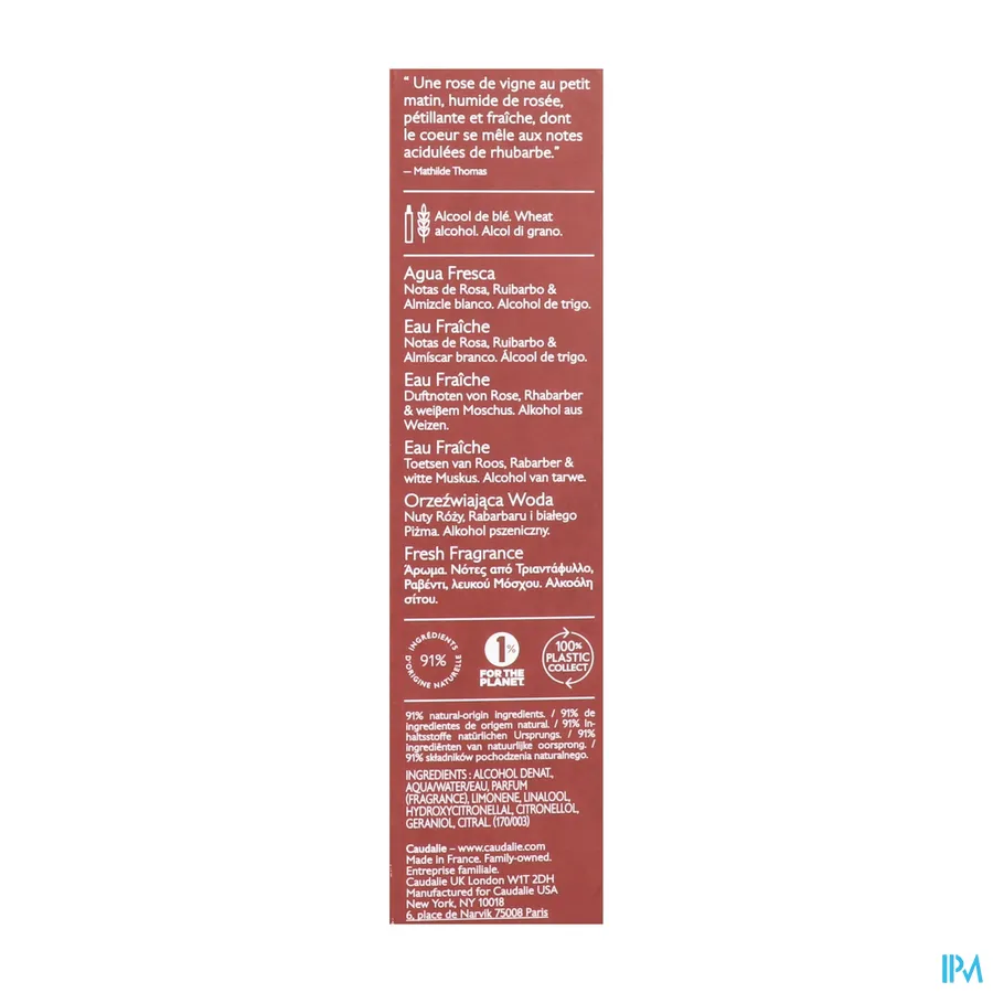 packshot van Caudalie Eau Fraiche Rose De Vigne 50 ml