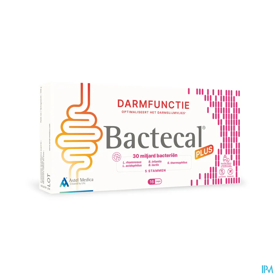packshot van Astel Medica Bactecal Plus 16 capsules