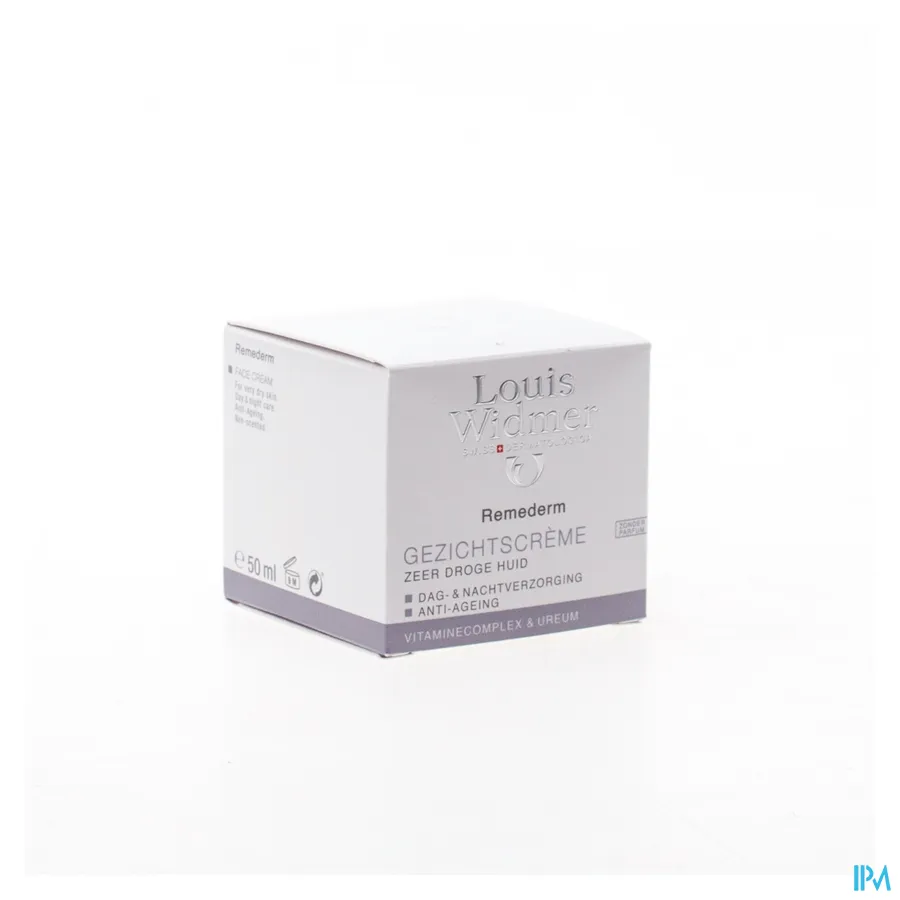 packshot van Louis Widmer Remederm Gezichtscreme Zonder Parfum 50ml