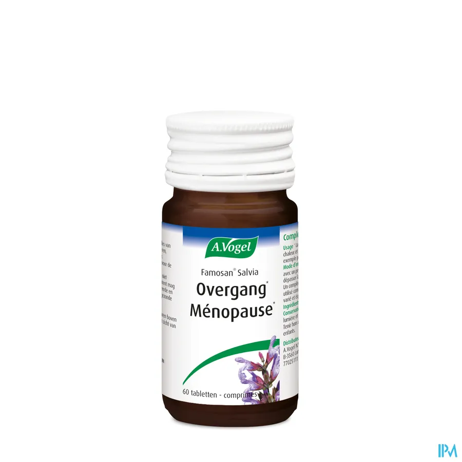 productshot van A. Vogel Famosan Salvia Sterk Geconcentreerde Formule tegen Opvliegers 60 Tabletten