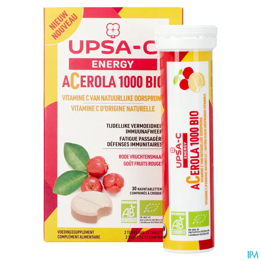 packshot van Upsa C Energy Acerola 1000 mg Kauwtabletten 30 Stuks