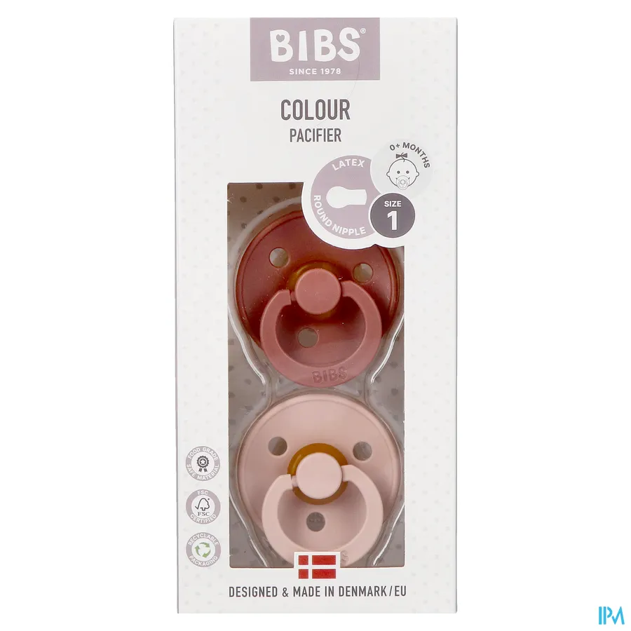 packshot van Bibs Fopspeen Duo Woodchuck/Blush 0-6 2 stuks