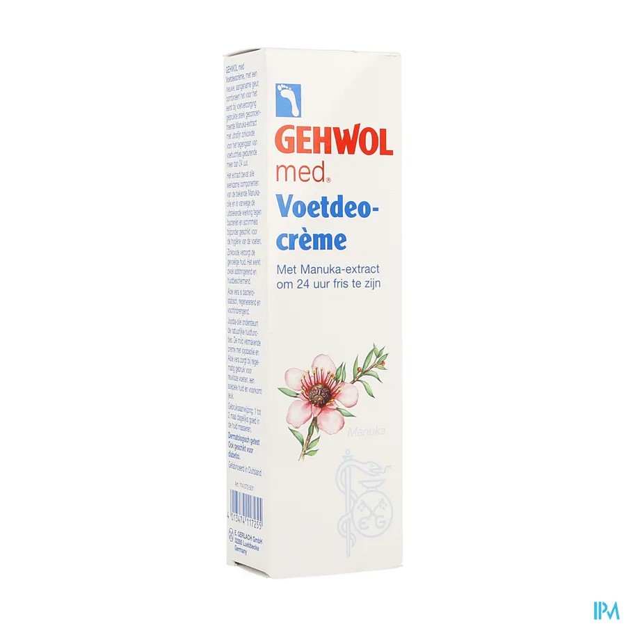 packshot van Gehwol Med Voetdeocrème met Manuka-Extract om 24 Uur Fris te Zijn Tube 75 ml