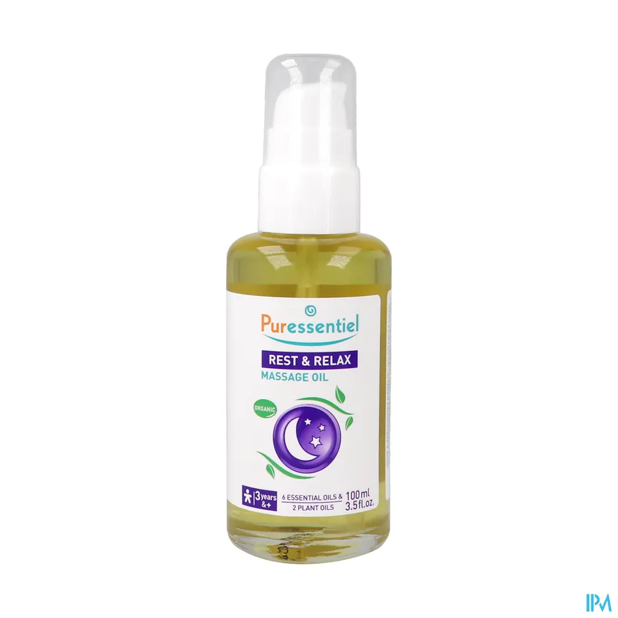 productshot van Puressentiel Bio-Massageolie Ontspanning  met Lavendel en Neroli 100 ml