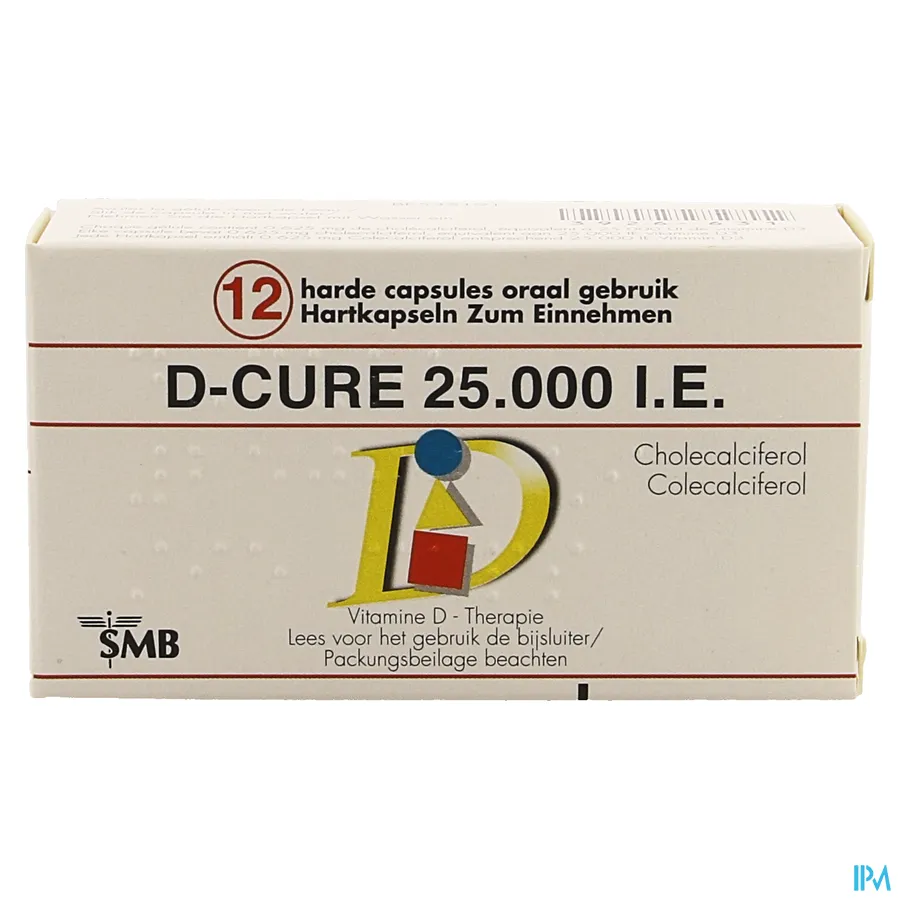 packshot van D Cure 25000 IE 12 Gelulen