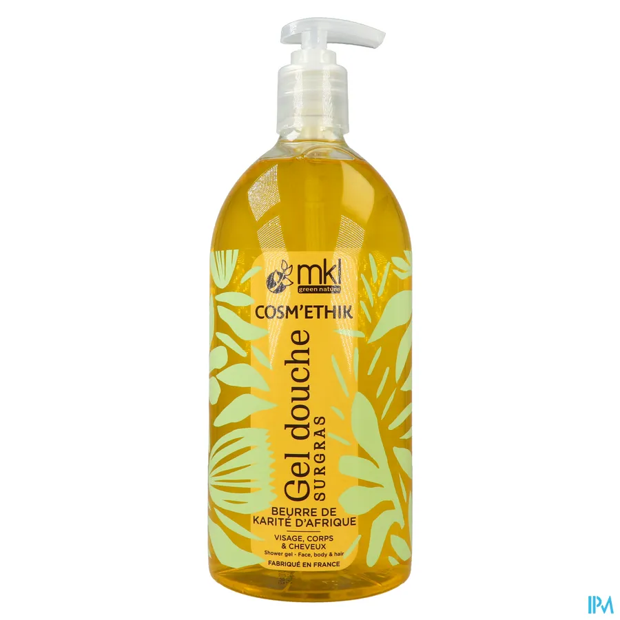 packshot van Cosm'ethik Douchegel Kariteboter Pompfles 1l