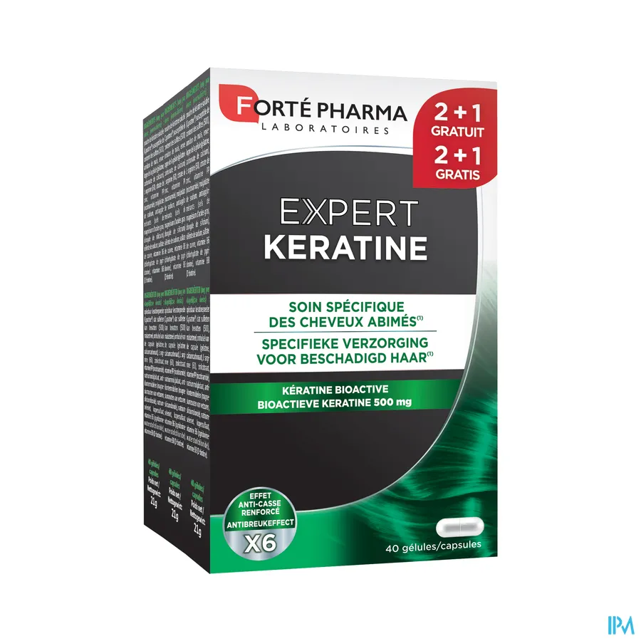 packshot van Forté Pharma Expert Keratine met Bio-Actieve Keratine, Arginine en Zink voor Haar en Nagels Promo 120 Capsules