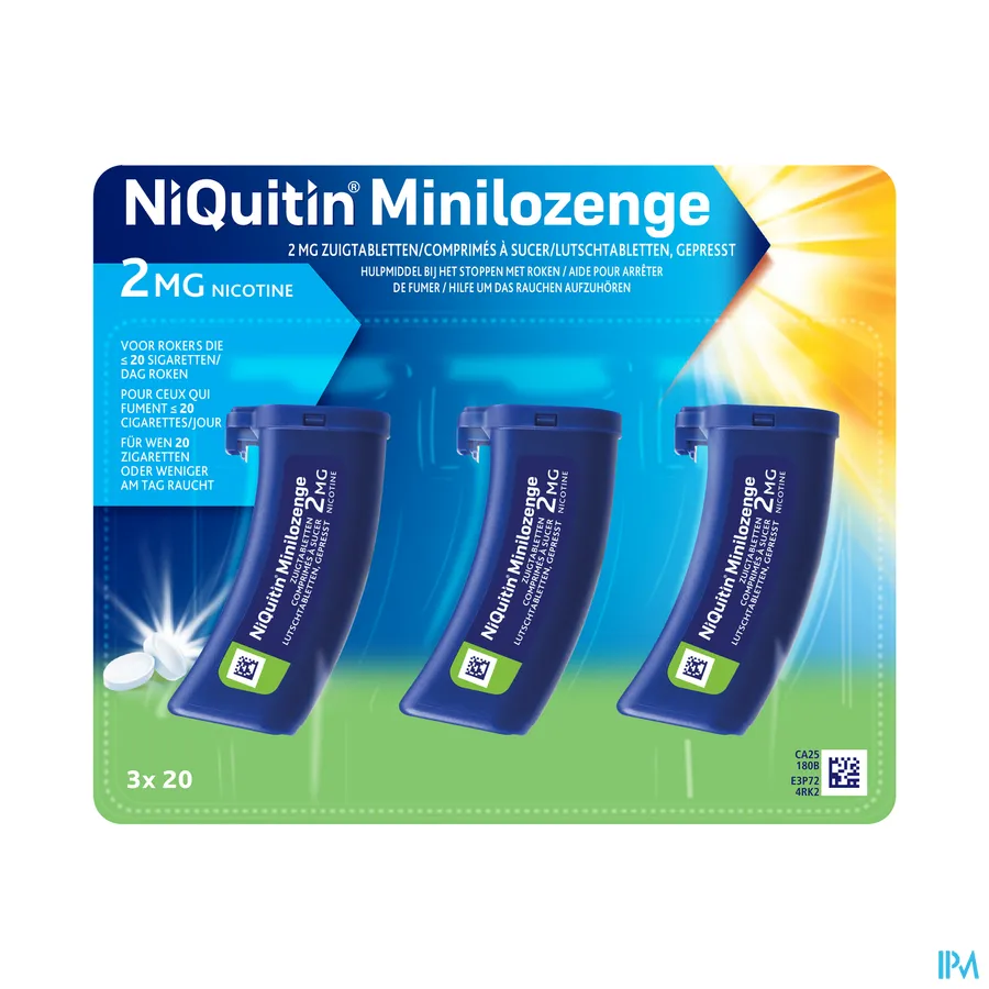 packshot van NiQuitin Minilozenge 2 mg 60 zuigtabletten