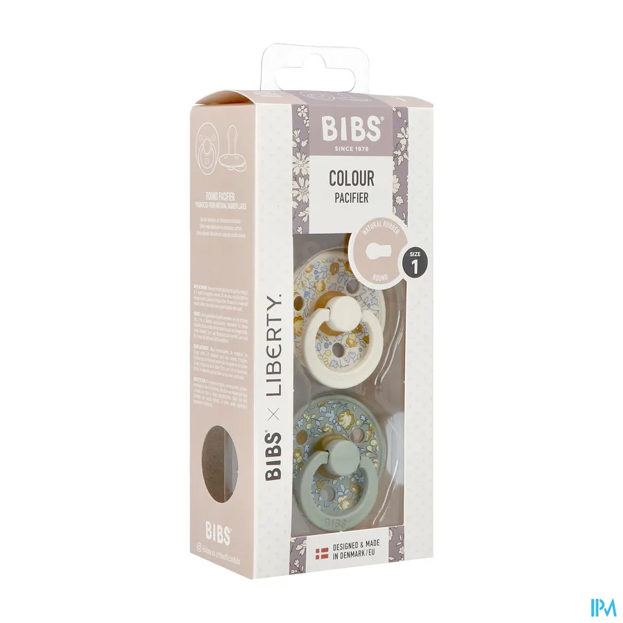 packshot van Bibs 1 Fopspeen Liberty Latex Rond Duo Eloise Sage