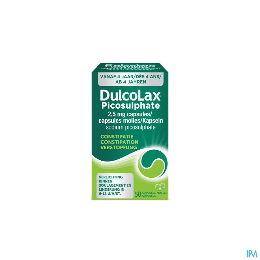 packshot van Dulcolax Picosulphate Laxeermiddel met 2,5 mg 50 Capsules