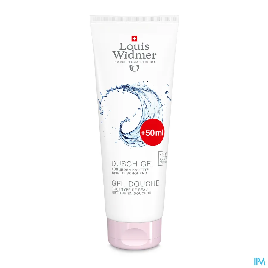productshot van Louis Widmer Douchegel zonder parfum 200ml + 50ml gratis
