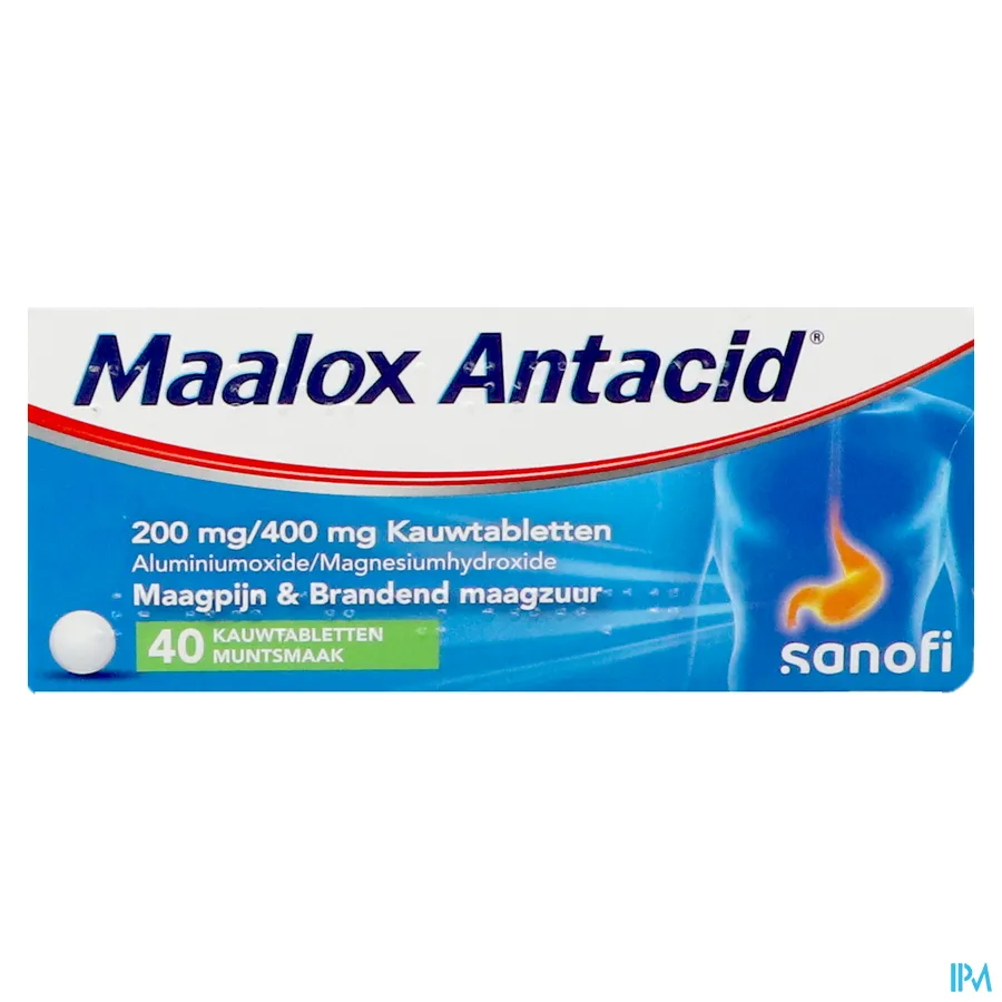 packshot van Maalox Antacid Muntsmaak 40 Kauwtabletten