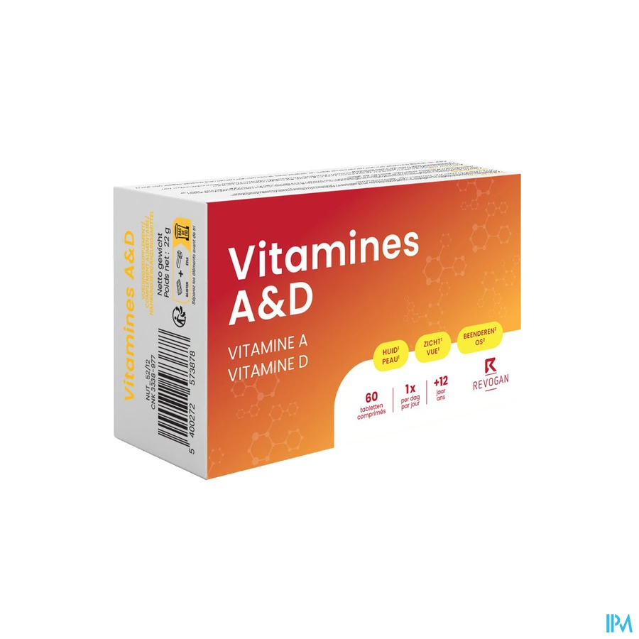 packshot van Nutritic Vitamines A en D voor Beenderen, Huid en Zicht 60 Tabletten