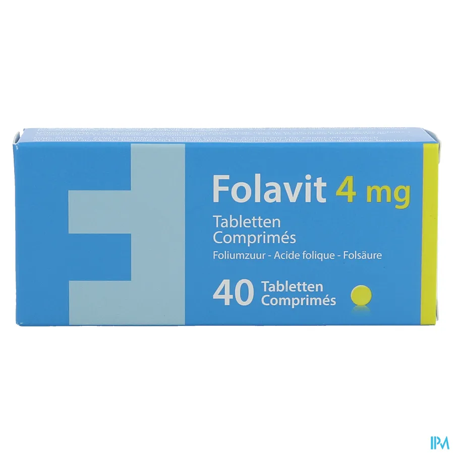 packshot van Folavit Foliumzuur 4 mg 40 Tabletten