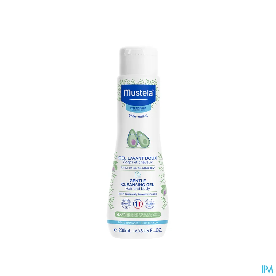 packshot van Mustela Baby en Kind Zachte Wasgel voor Haar en Lichaam voor Normale Huid 200 ml